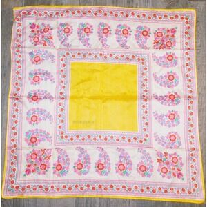 YSL Yves Saint Laurent Multi Flower 100% Cotton Scarf Italy‎ 20 x 20 inch